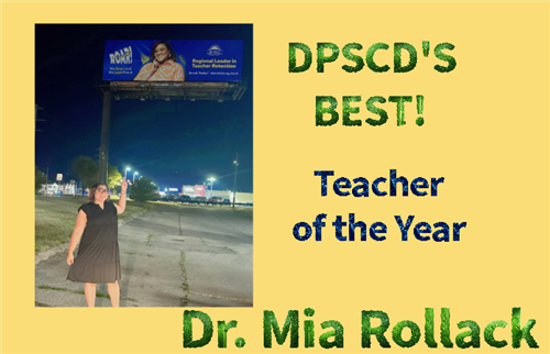  Dr. Rollack looking at her billboard.